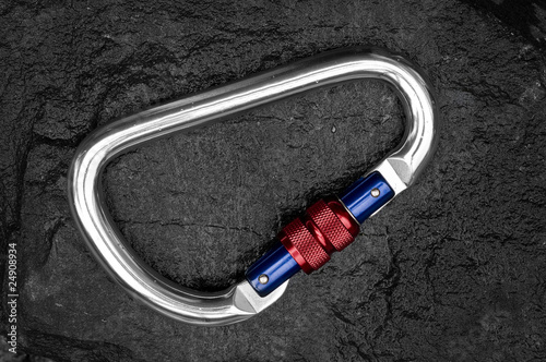 Photo: Carabiner on rock Carabiner on rock