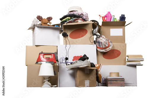 Photo: transport cardboard boxes, relocation concept transport cardboard boxes, relocation concept