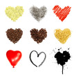 Heart shaped set symbols. Nine in one, isolated on white backgro Heart shaped set symbols. Nine in one, isolated on white backgro