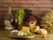 Red wine , cheese and grapes
