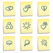 Love icons, yellow notes series