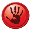 Red button with a hand print. eps10