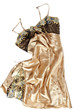 Gold silk female underwear with lace