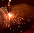 Photo: Sparks during the gas cutting Sparks during the gas cutting