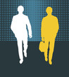 Couple of business men walking forward Couple of business men walking forward