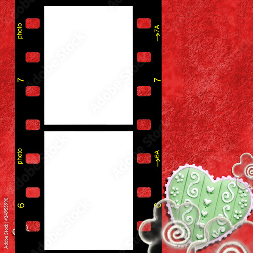 Illustration: fondo marco para fotos rojo corazon y flores fondo marco para fotos rojo corazon y flores