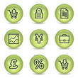 E-business web icons, green glossy circle buttons
