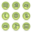 Finance web icons set 2, green glossy circle buttons