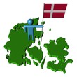 abstract person with flag on Denmark map illustration