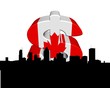 Montreal skyline with Canadian flag dollar symbol illustration