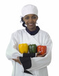 Chef, cabbage and peppers Chef, cabbage and peppers