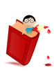 Vector illustration the red book and boy Vector illustration the red book and boy