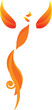 Red and yellow isolated fire bird (phoenix)
