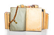 old open book with rosary