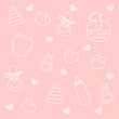 baby girl elements, pink background