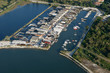 vue aérienne du port ostréicole de Gujan Mestra, Gironde, 33
