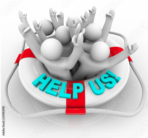 Illustration: Help Us - People in Life Preserver Help Us - People in Life Preserver