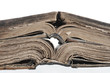 An opened Bible. An opened Bible.