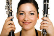 Cheerful clarinetist women