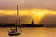 Sun Shining Down on Ship