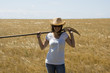 Girl pose in a grain field