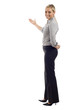 Confident business woman presenting something Confident business woman presenting something