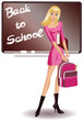 The beautiful schoolgirl , Back to School. vector The beautiful schoolgirl , Back to School. vector
