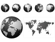 Global icons and map black