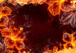 Fire frame with burning flowers