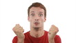 VICTORY!!! Guy is very excited ( funny ) - white background VICTORY!!! Guy is very excited ( funny ) - white background