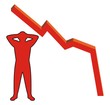man figure and red development chart line man figure and red development chart line