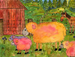 Farm animal collection, watercolor