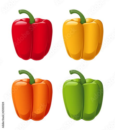 Vector: A vector of all sweet pepper colors A vector of all sweet pepper colors