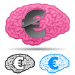 Human brain with euro symbol Human brain with euro symbol