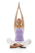 Photo: Young woman practicing yoga on white background studio Young woman practicing yoga on white background studio