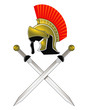 Römischer Helm und Schwerter