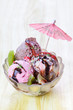 Close up of fresly made ice cream in different color