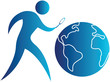 human using magnifying glass to search the globe human using magnifying glass to search the globe