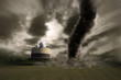 Photo: Zoom of a Large tornado over a meteo station Zoom of a Large tornado over a meteo station