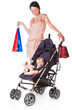 Young mother with baby in perambulator