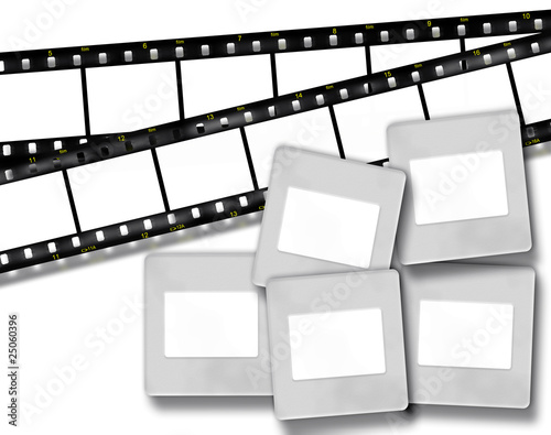 Illustration: blank film stripes and blank slide photo frames blank film stripes and blank slide photo frames