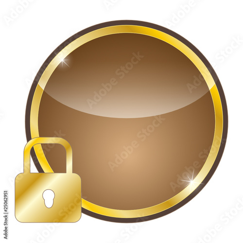 Vektor: glossy golden icon - safety glossy golden icon - safety