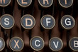 Draufsicht, Tastatur antiker Schreibmaschine Draufsicht, Tastatur antiker Schreibmaschine