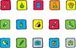 Healthcare and Pharma icons Bright colors vector Healthcare and Pharma icons Bright colors vector