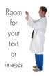 A laboratory worker holds a test tube in his hands