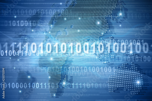 Illustration: Map of the world in binary code Map of the world in binary code