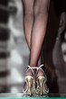 Sexy Frau in silbernen High-Heels