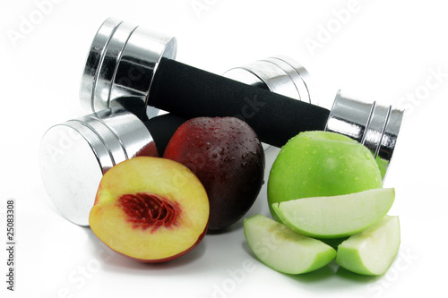 Foto: hantel mit obst hantel mit obst