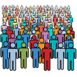 Big crowd of many colors social people group Big crowd of many colors social people group