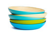 Bamboo Bowls, bright colored bowls stacked on white Bamboo Bowls, bright colored bowls stacked on white